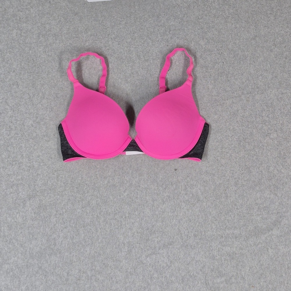 PINK Victoria's Secret Women Bra 32C Pink T Shirt‎ Underwired Bow Strap